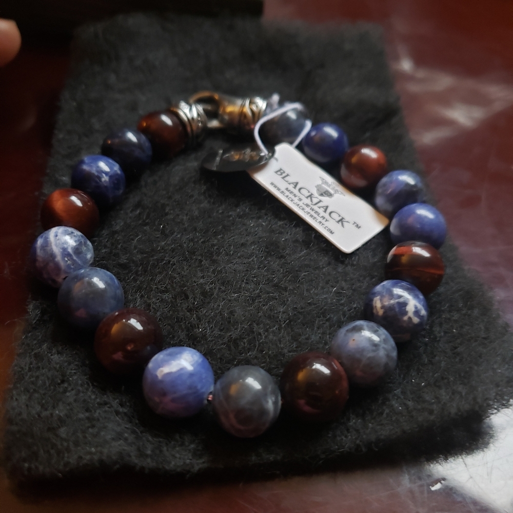 Tri-color Tigers eye mens braclet